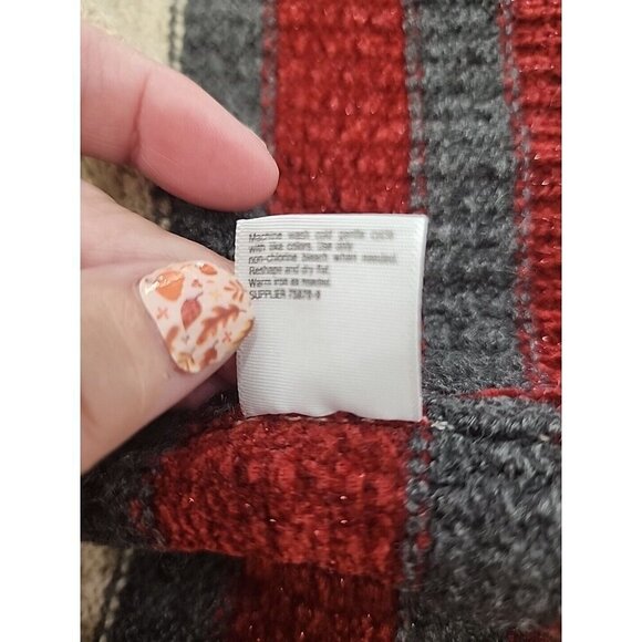 St. John's Bay Cardigan Sweater Waterfall Heavy Open Tan, Gray, & Red Women's XL - Picture 7 of 7
